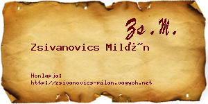 Zsivanovics Milán névjegykártya